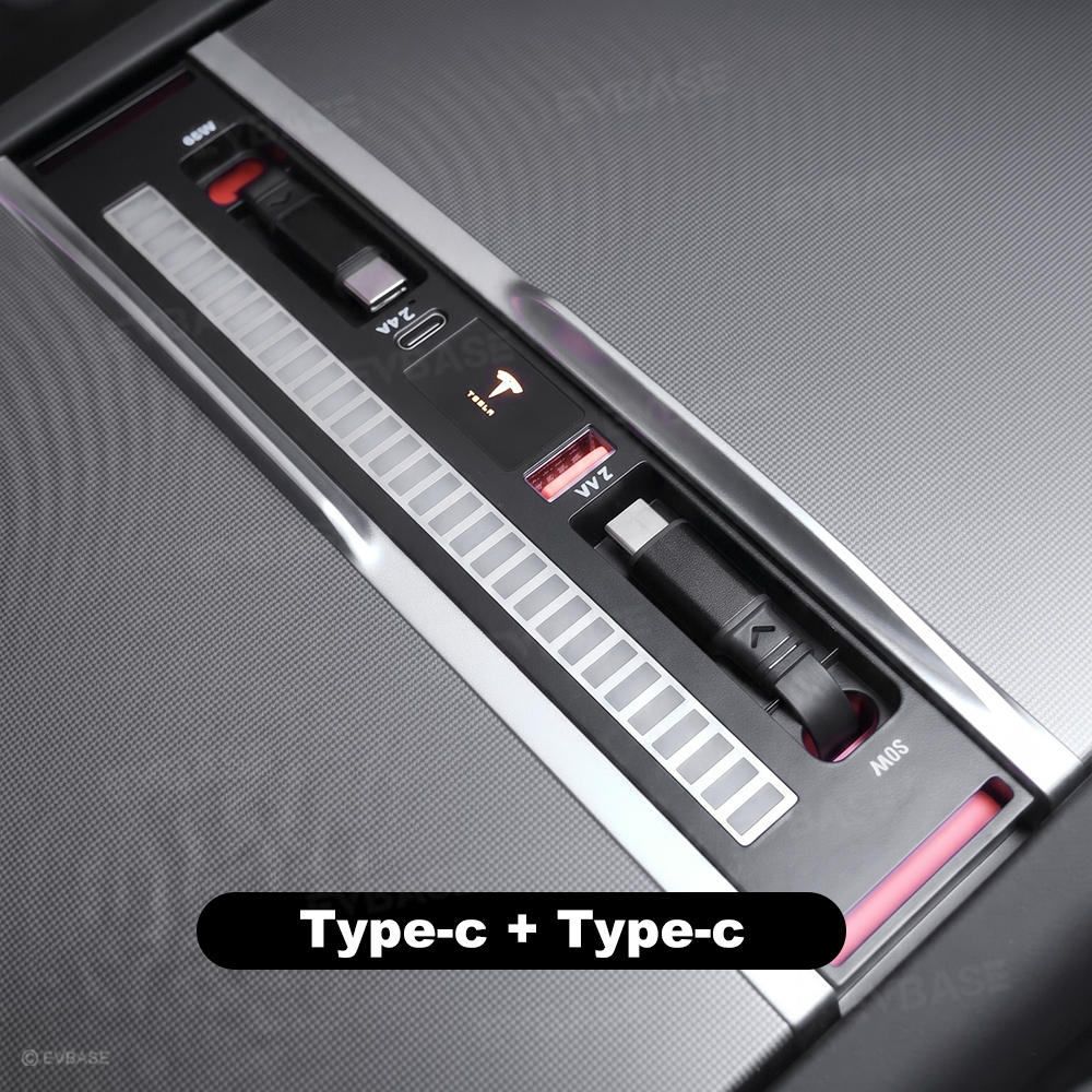Model Y Juniper/ 3 Highland Center Console USB Hub Charging Docking Station RGB Ambient Lighting Music Sync with Retractable Charging Cables