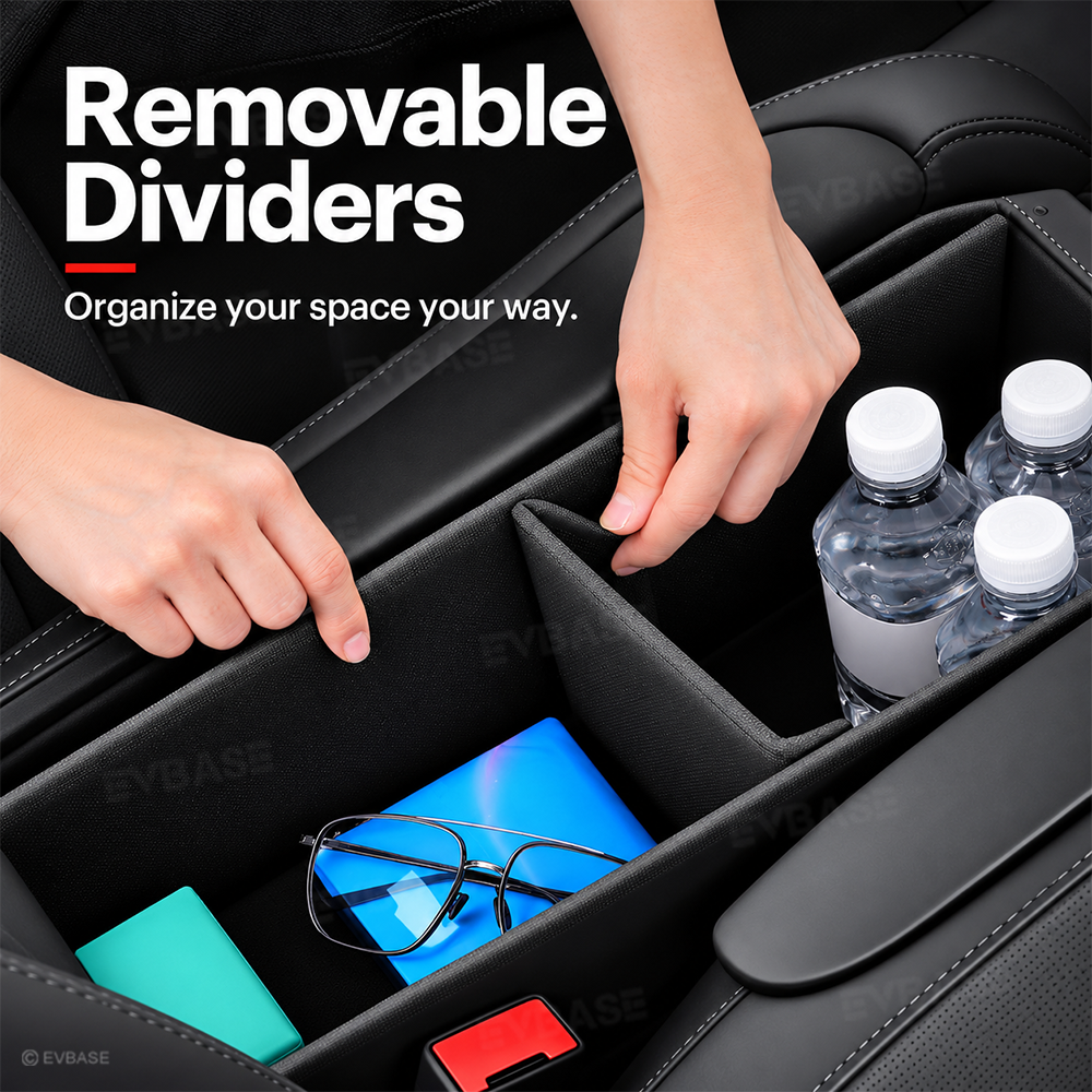 Model Y L Second-Row Center Aisle Storage Organizer Double-Layer Storage Box with Cup Holders