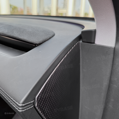 Model Y Juniper Dashboard Side Panel Trim Cover Real Carbon Fiber Front Door Slot Overlay