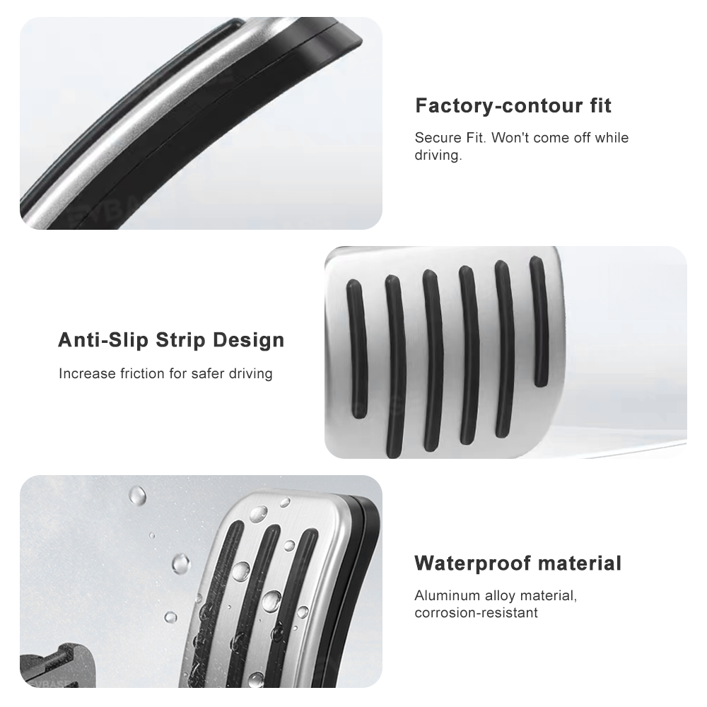 Model Y Juniper/ 3 Highland Aluminum Performance Foot Pedal Covers Non-Slip Slide-On Rail Lock Brake & Accelerator Pedal Pads Protector Set