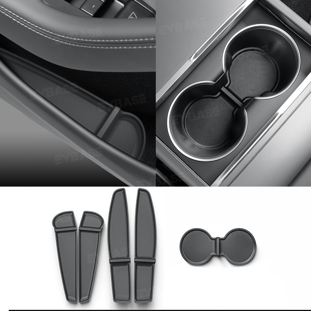 Model Y Juniper Door Side Pocket Storage Box Organizer Liners & Cup Holder Insert Pad