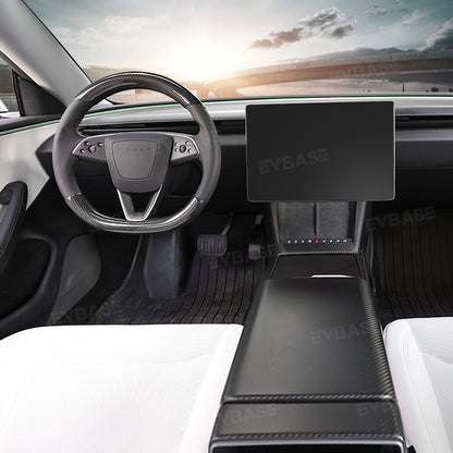 Model 3 Highland Armrest Box Cover Real Carbon Fiber Center Console Cover Trim Protection for Tesla