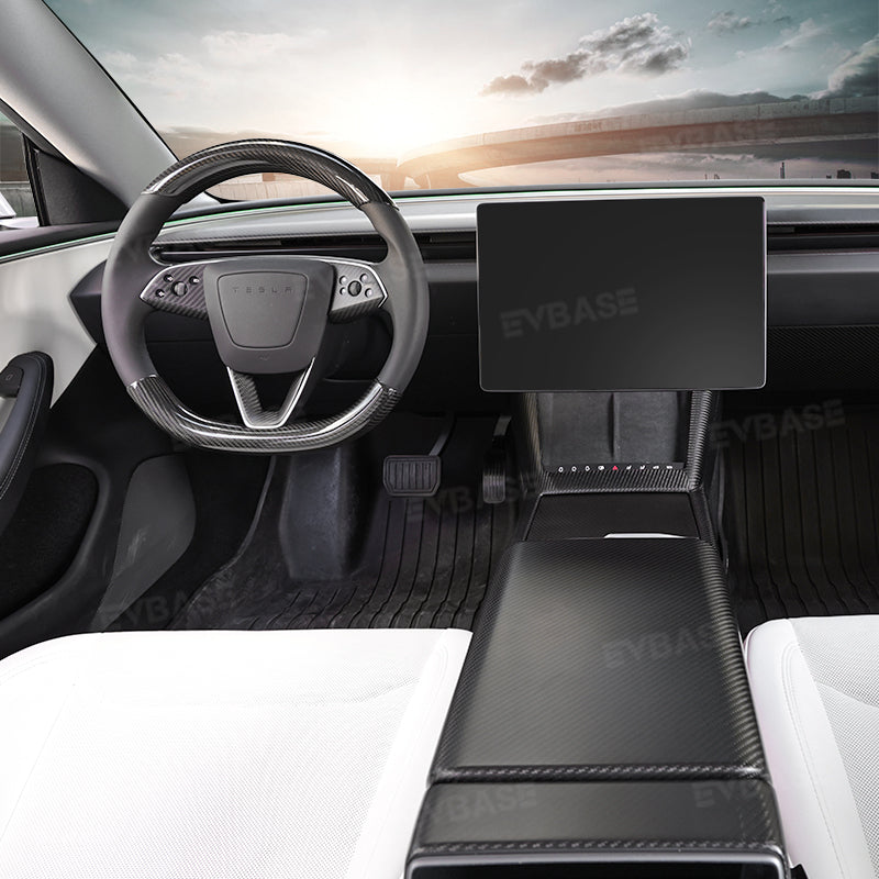 Model 3 Highland Armrest Box Cover Real Carbon Fiber Center Console Cover Trim Protection for Tesla