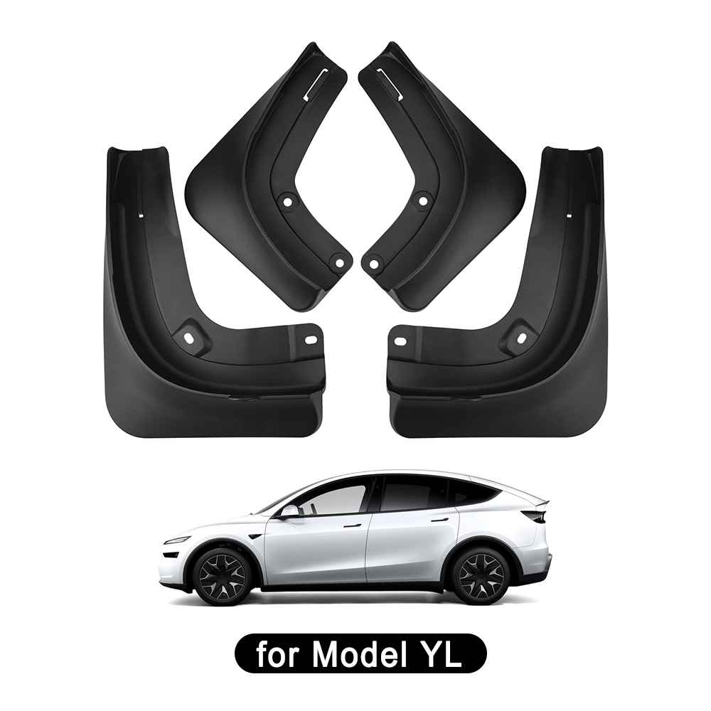 Model Y L Mud Flaps No-Drill Front & Rear Fender Splash Guards TPE All-Weather Protection