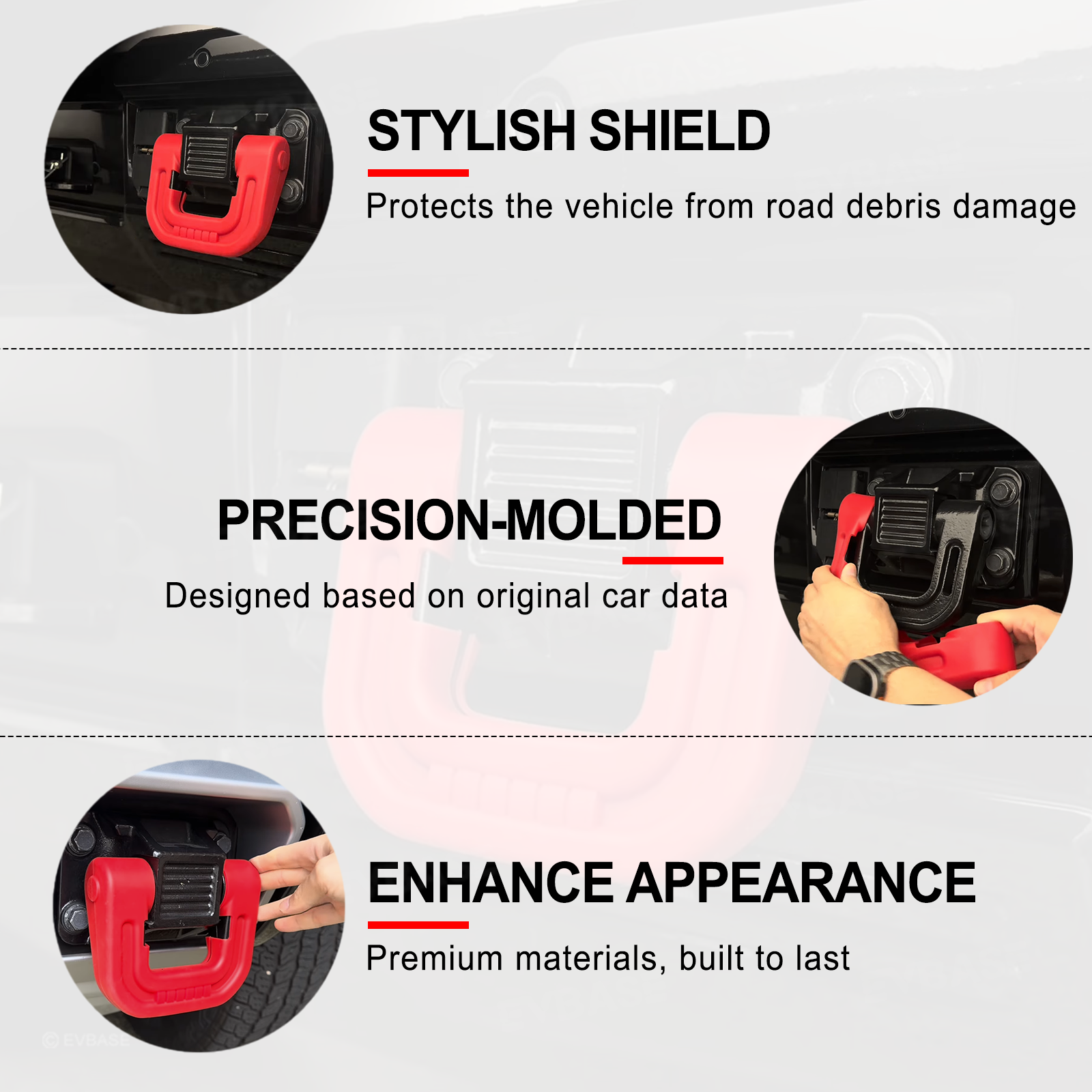 Tow Hook Covers for GMC Hummer EV Front Rear Bumper Performance D-ring Recovery Hook 3PCS