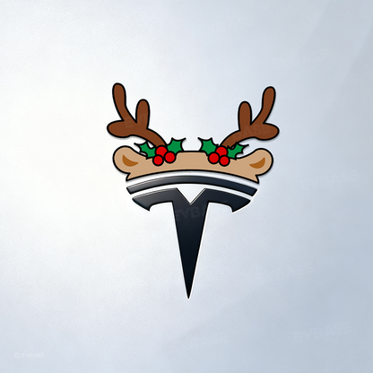 Christmas Holiday Car Decor Headrest Hat LED Christmas Wreath Lighted Snowman Plush Figurines 3D Xmas Emblem Stickers for Tesla