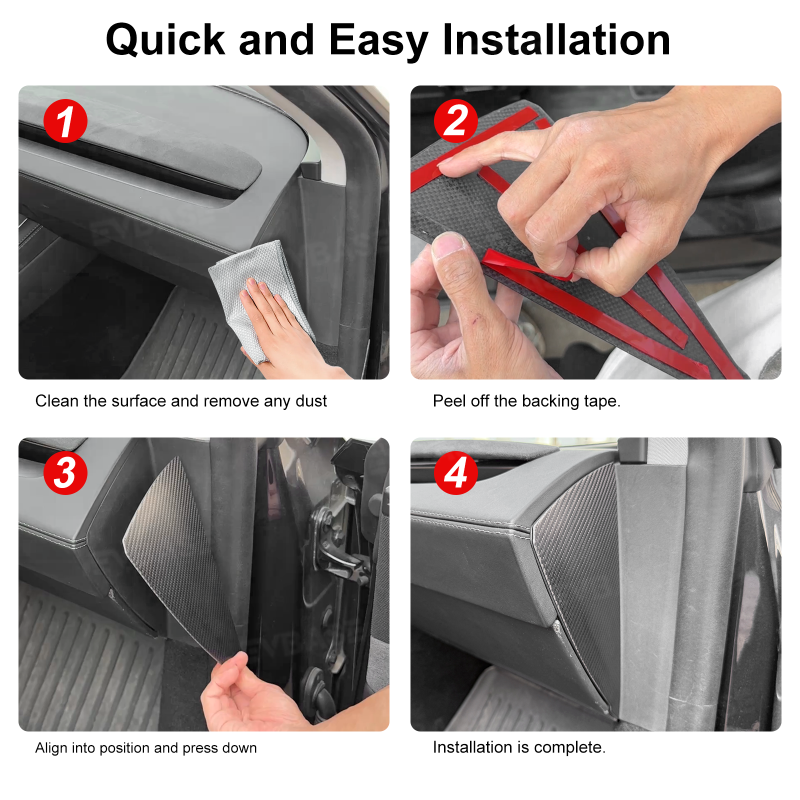 Model Y Juniper Dashboard Side Panel Trim Cover Real Carbon Fiber Front Door Slot Overlay