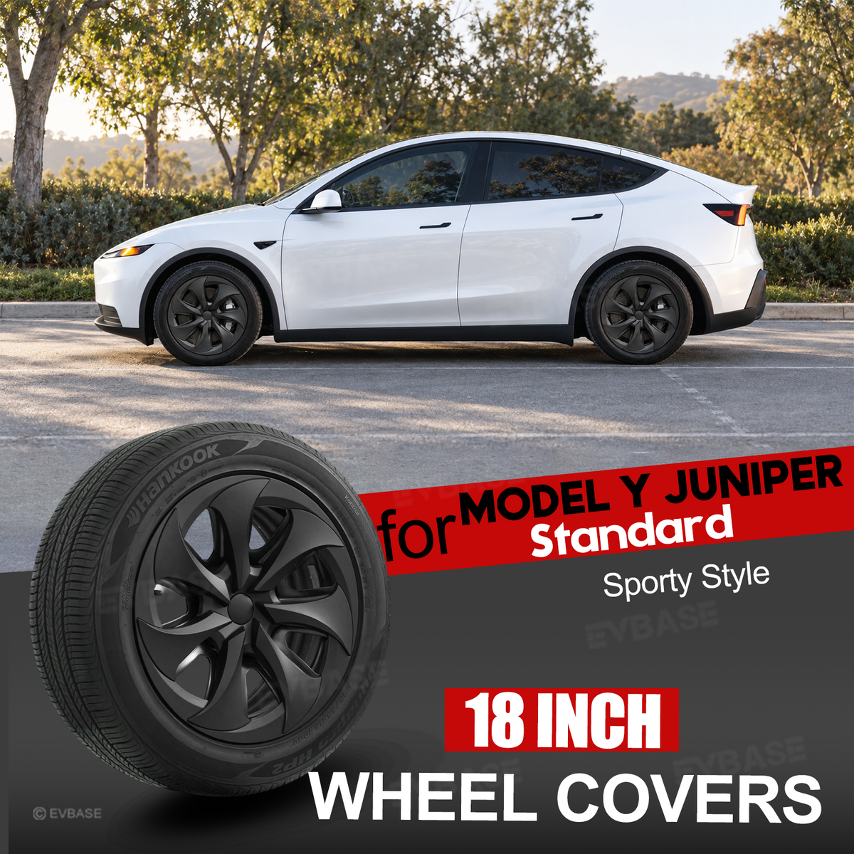Model Y Juniper Standard 18inch Wheel Covers Turbine Blade Style Hubcaps 4PCS