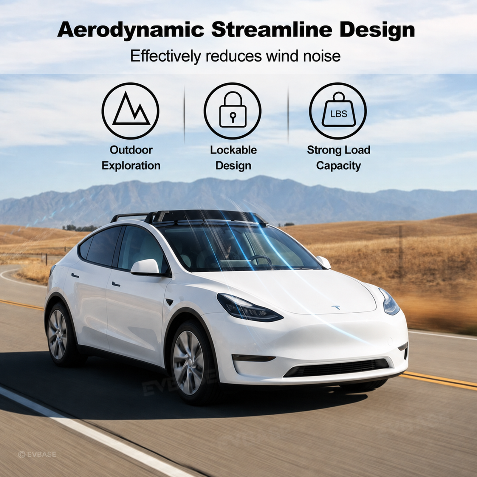 Model Y/ Y Juniper/ YL Roof Rack Wind Deflector for Reduced Wind Noise