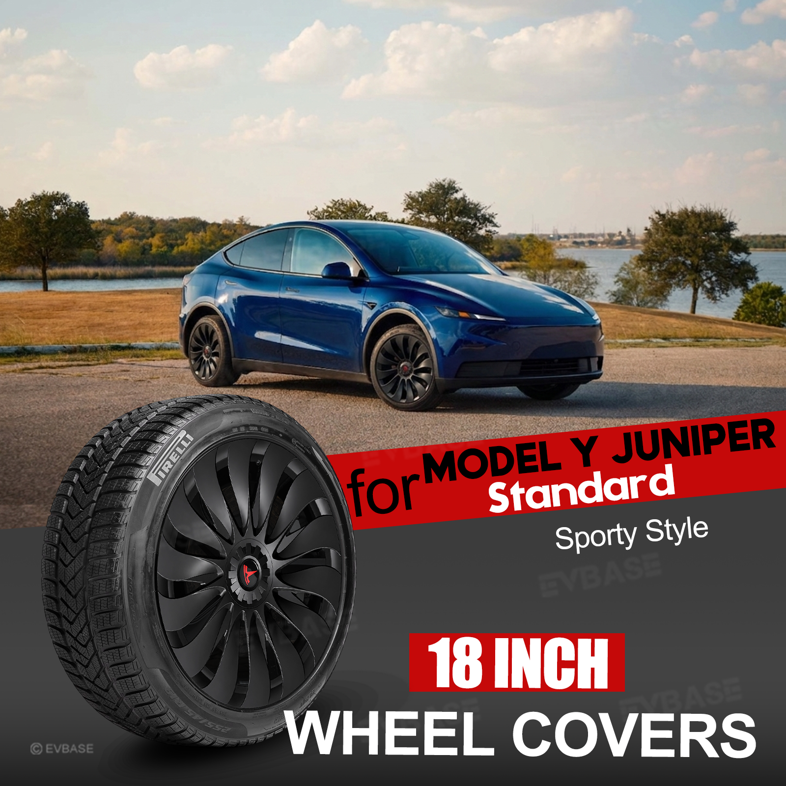 Model Y Juniper Standard Wheel Covers 18inch Aperture Wheels Überturbine Style Hubcaps