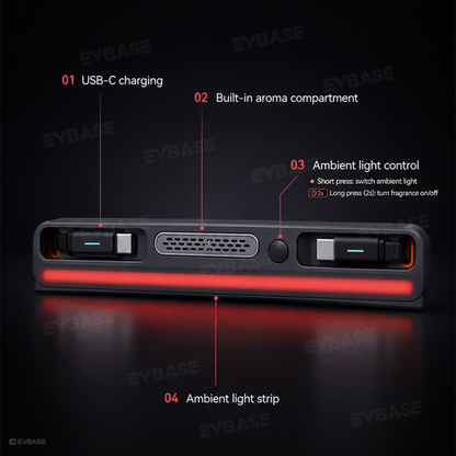 Model Y Juniper Standard /3 Standard Center Console USB Hub Charger with Retractable Charging Cables & RGB Ambient Lighting  & Aroma Diffuser