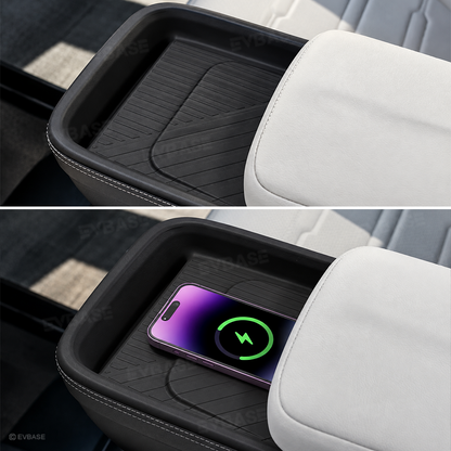 Center Console Wireless Charging Pad Liner for Rivian R2 Silicone Non-Slip Waterproof Protective Mat Phone Charging Area Liner