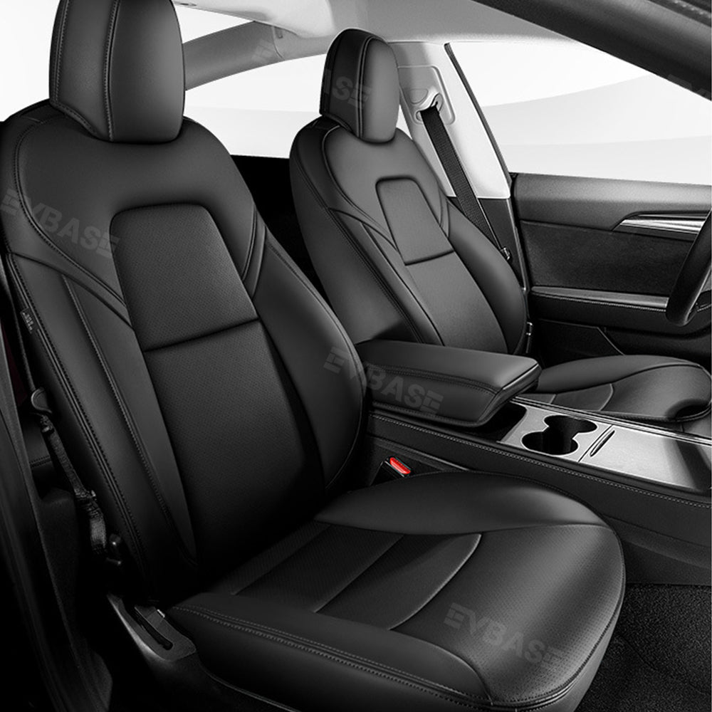 Custom Fit Tesla Model 3 Seat Covers Black Leather