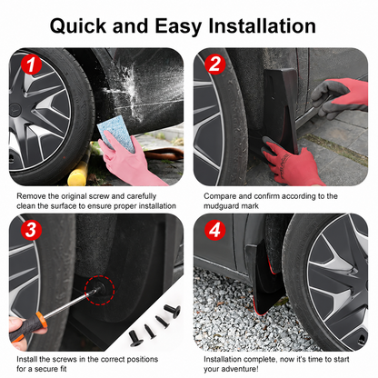 Model Y L Mud Flaps No-Drill Front & Rear Fender Splash Guards TPE All-Weather Protection