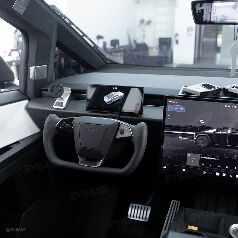 Cybertruck Yoke Steering Wheel Nappa Leather Real Molded Carbon Fiber with Heating Function