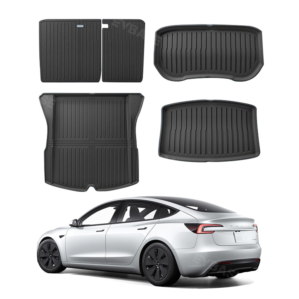 Model 3 Highland Trunk Mat Cargo Liner Back Seat Cover Tesla Interior  Accessories 4PCS Set EVBASE