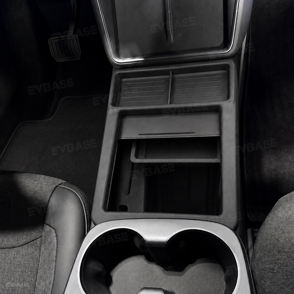 Model Y Juniper Standard Center Console Organizer Under Console Storage Box with Hidden Lower Storage Compartment