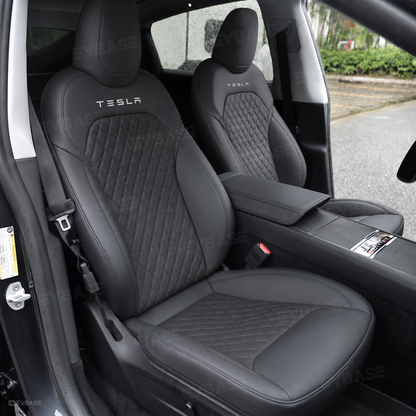 Model Y Juniper Seat Covers Waterproof Breathable NAPPA Leather Seat Protector with Diamond Quilted Design