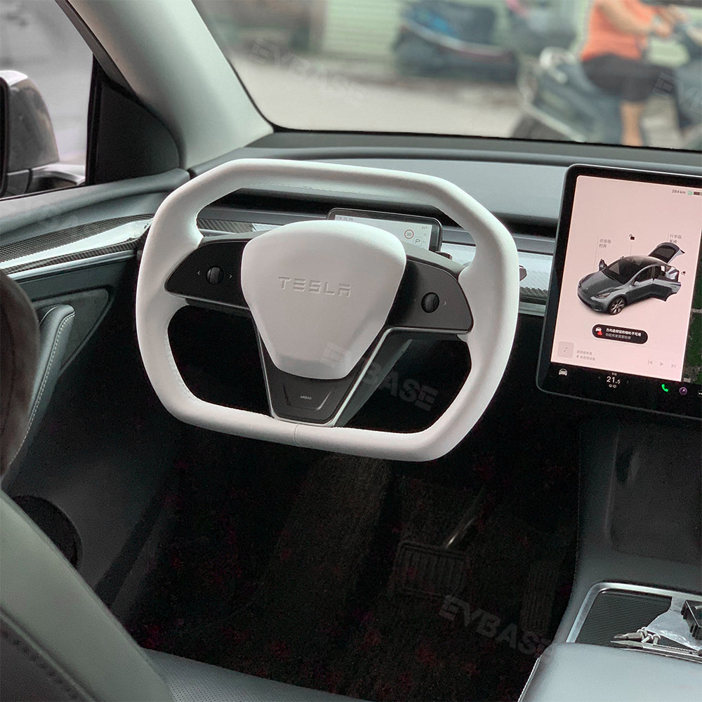 EVBASE Model 3 Y Yoke Steering Wheel Inspired By Cybertruck Style For Tesla