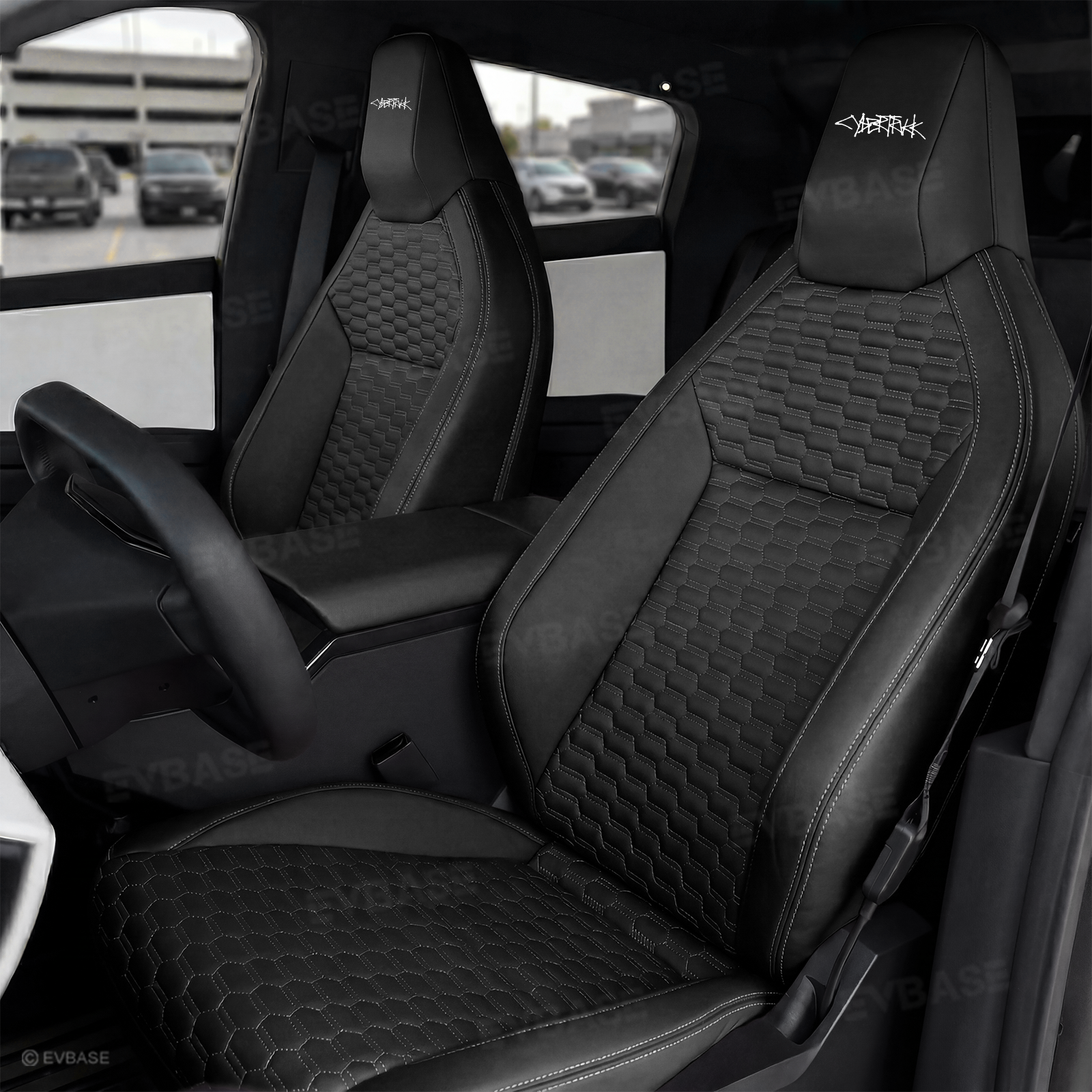 Cybertruck Seat Covers NAPPA Leather Seat Protector with Cyber Quilt Interior Design