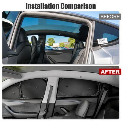 Model Y Juniper Sunshade Set Front & Rear Windshield Shade & Side Window Shades UV & Heat Protection Privacy Cover for Tesla Model Y/ YL & Model 3/3 Highland