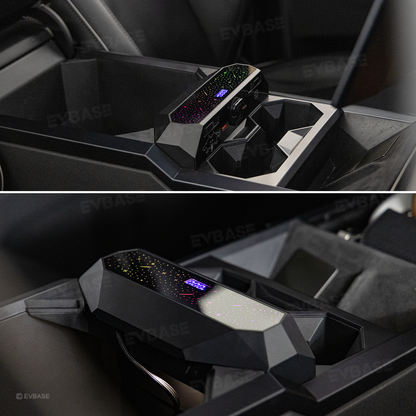 Cybertruck Center Console Multi-Port USB Charging Hub 2.0 with Retractable Cables & 110V AC Outlet (30W PD/QC3.0 Fast Phone Charge)