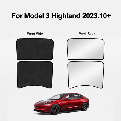Model Y Juniper/ 3 Highland Sunshade Silicone Electrostatic Glass Sunroof Shade Heat Insulation UV Protection Faux Suede Sun Visor