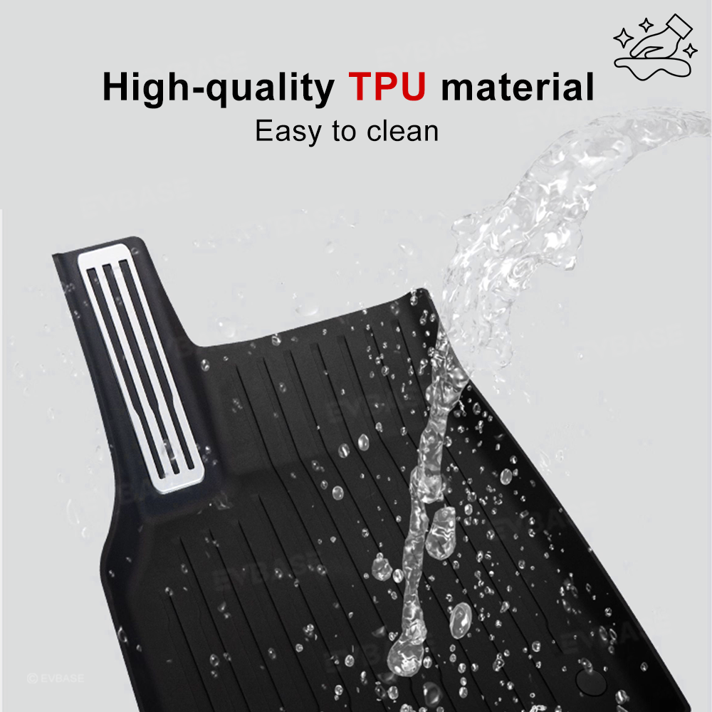 Model Y Juniper Floor Mats All Weather Waterproof Non-Slip TPU Floor Liners with Silver Pedal Accent