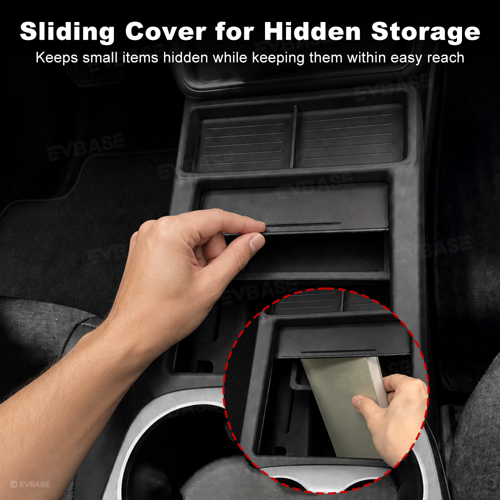 Model Y Juniper Standard Center Console Organizer Under Console Storage Box with Hidden Lower Storage Compartment