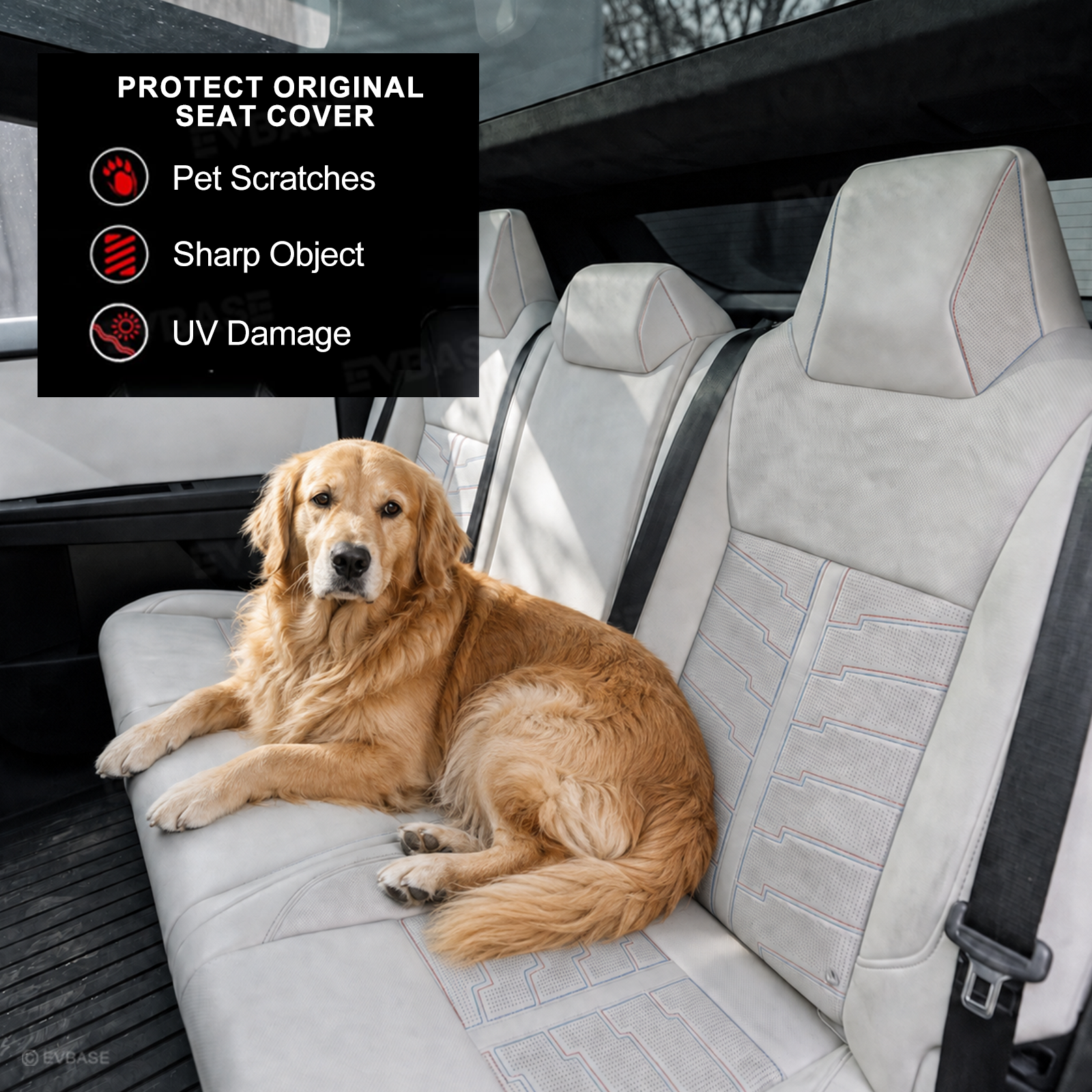 Cybertruck Seat Covers Futuristic Armor-Style Seat Protector Premium NAPPA Leather Interior Upgrade