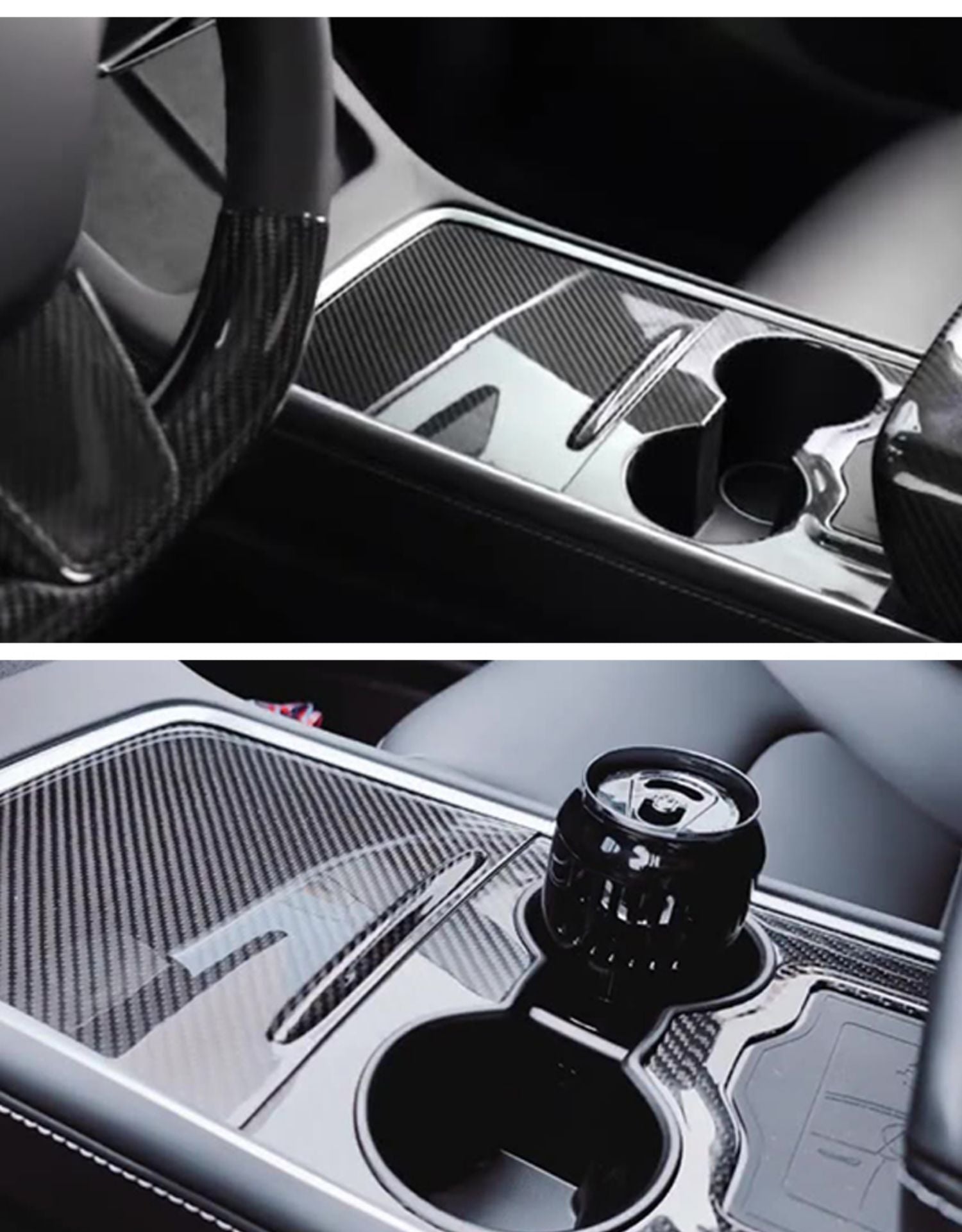 Model Y 3 Carbon Fiber Interior Accessories Center Console Trim Panel Cover for Tesla