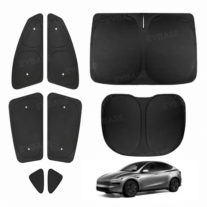 Model Y Juniper Sunshade Set Front & Rear Windshield Shade & Side Window Shades UV & Heat Protection Privacy Cover for Tesla Model Y/ YL & Model 3/3 Highland