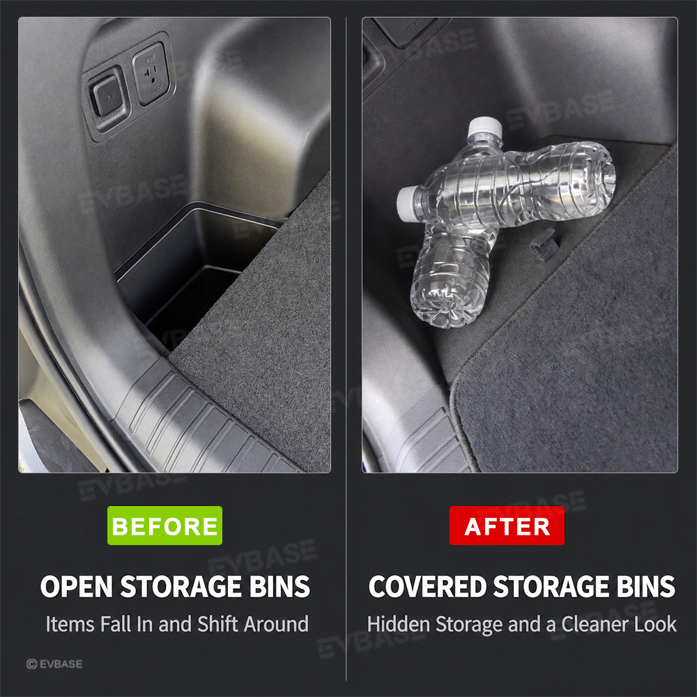 Trunk Cargo Side Storage Covers for Rivian R2 Carpeted Cargo Side Lids Hidden Storage Compartment with Pull Tabs