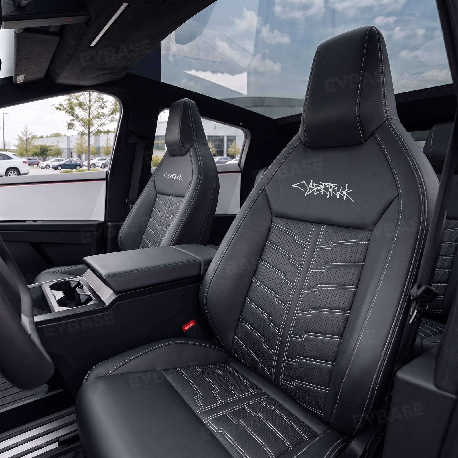 Cybertruck Seat Covers Futuristic Armor-Style Seat Protector Premium NAPPA Leather Interior Upgrade