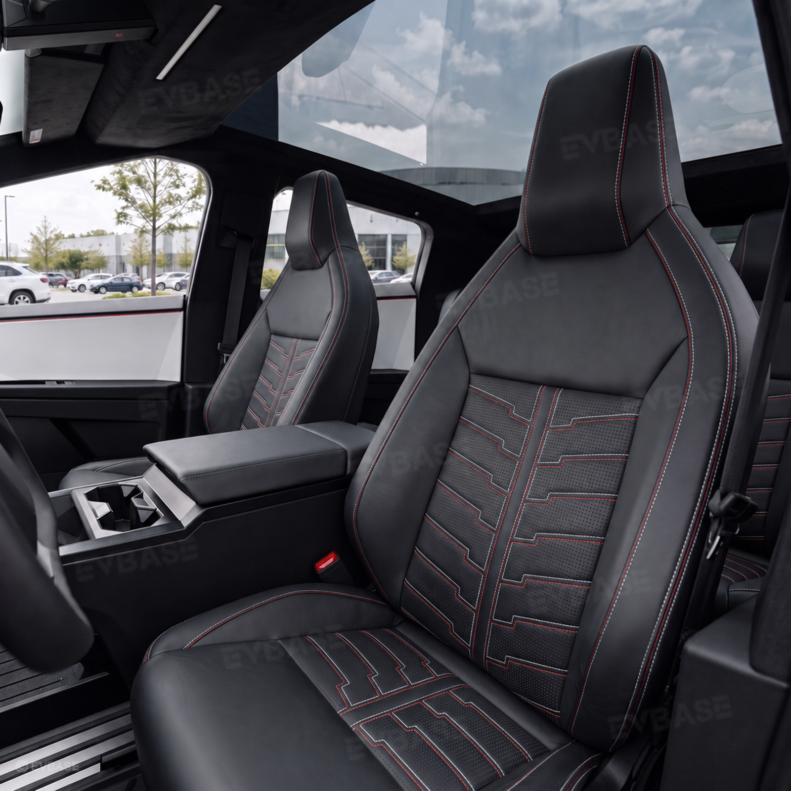 Cybertruck Seat Covers Futuristic Armor-Style Seat Protector Premium NAPPA Leather Interior Upgrade