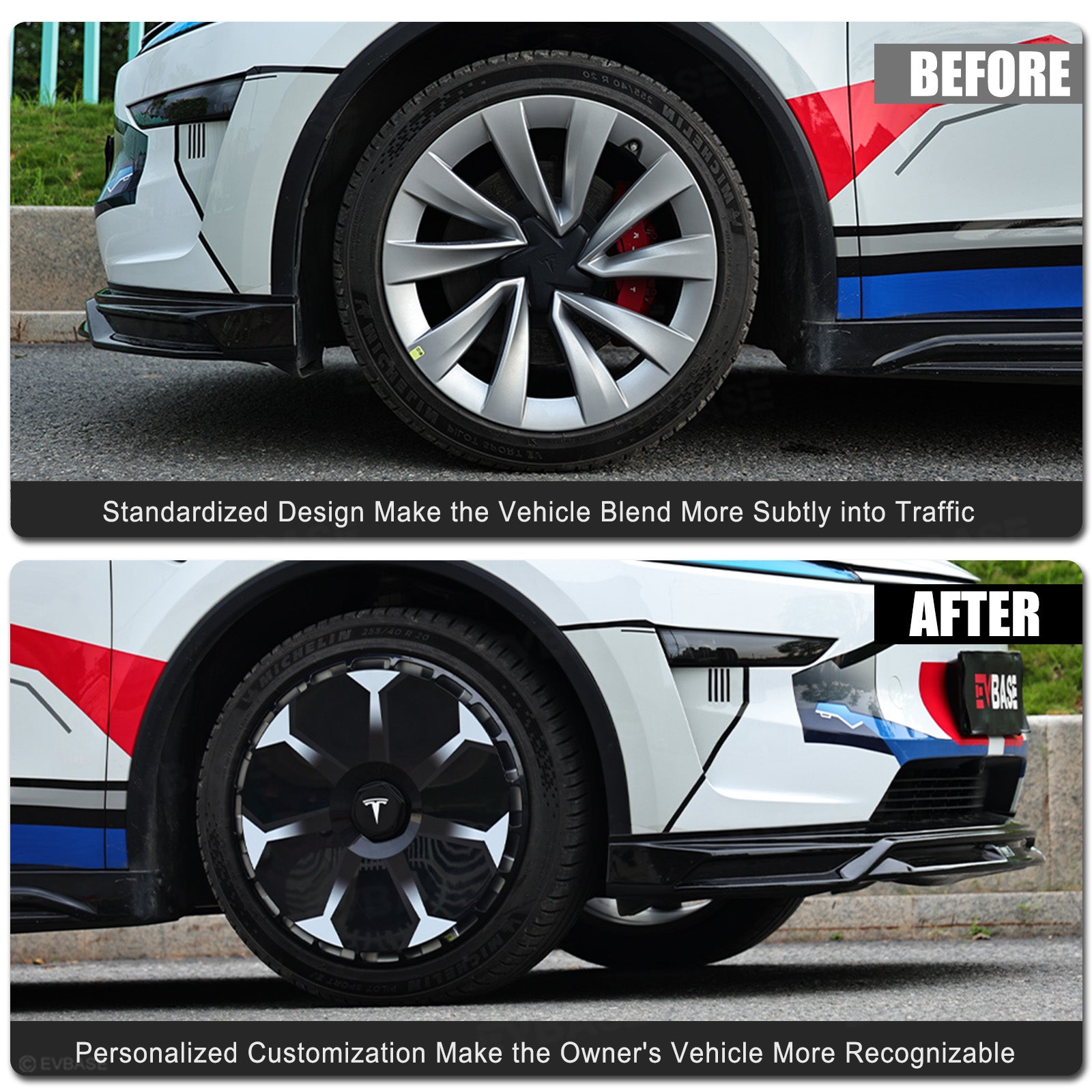 19'' & 20'' Wheels Covers Hub Caps for Model Y Juniper Customized Graphics Wheel Caps 4PCS