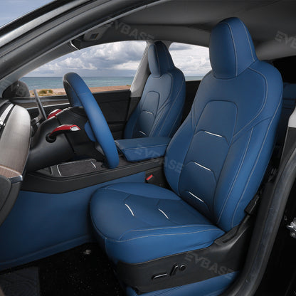 Model 3 Y Seat Covers NAPPA Leather All-Inclusive Breathable Seat Protector All Set Teal Blue For Tesla