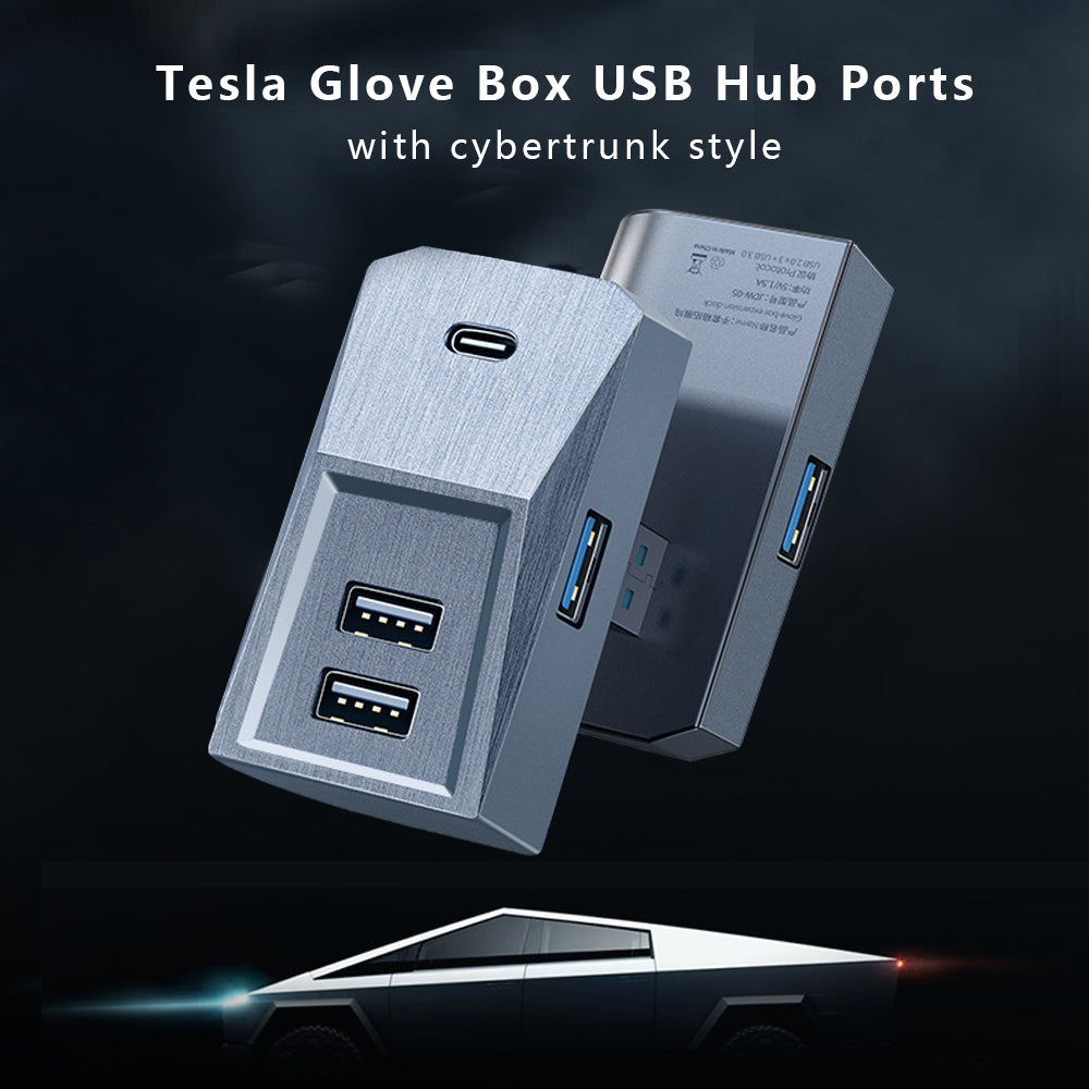 Tesla Model 3 Y Glove Box USB Hub Cybertrunk Style 4-in-1 USB Hub Tesla  Docking Station