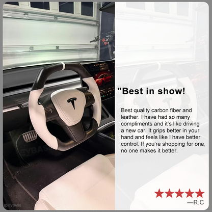 EVBASE Customized Carbon Fiber Steering Wheel for Model 3 Y Tesla Accessories