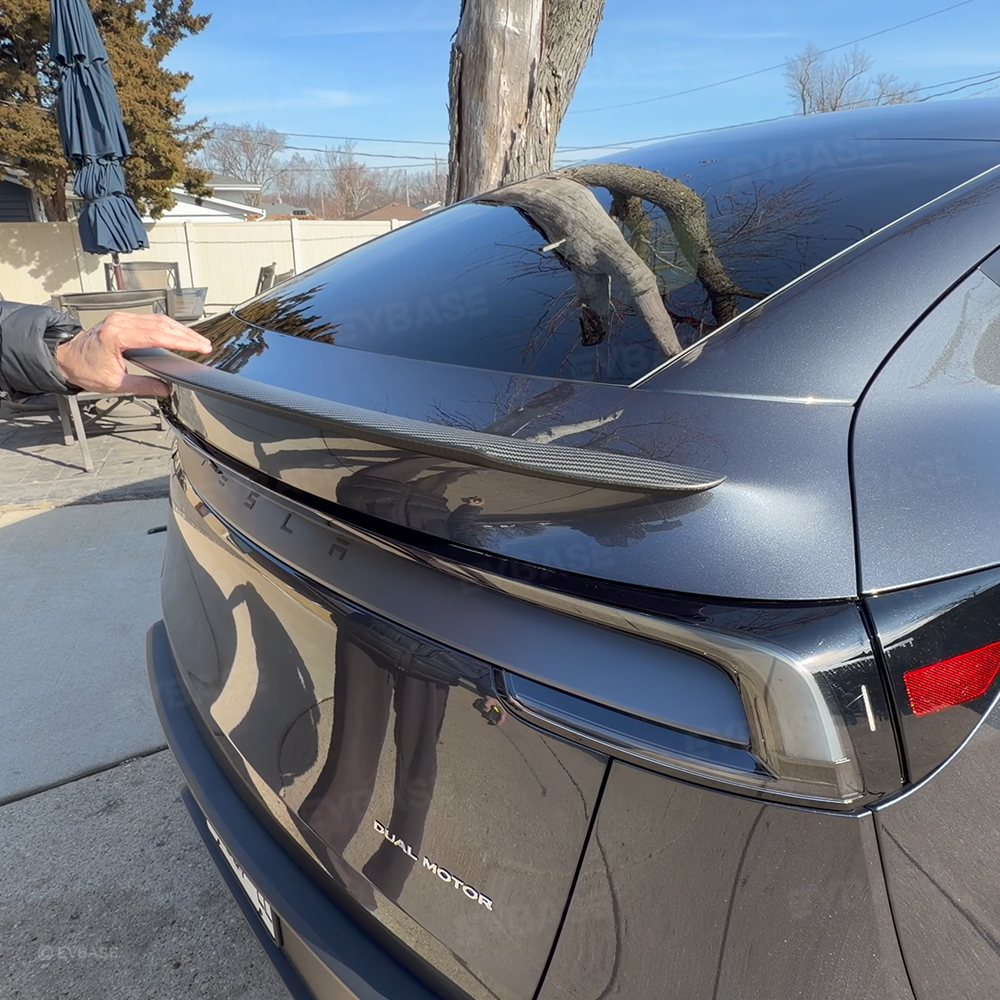 Tesla Model Y Spoiler Wing Dry Real Carbon Fiber OEM Style Inspired By Model 3 Performance Rear Splitter