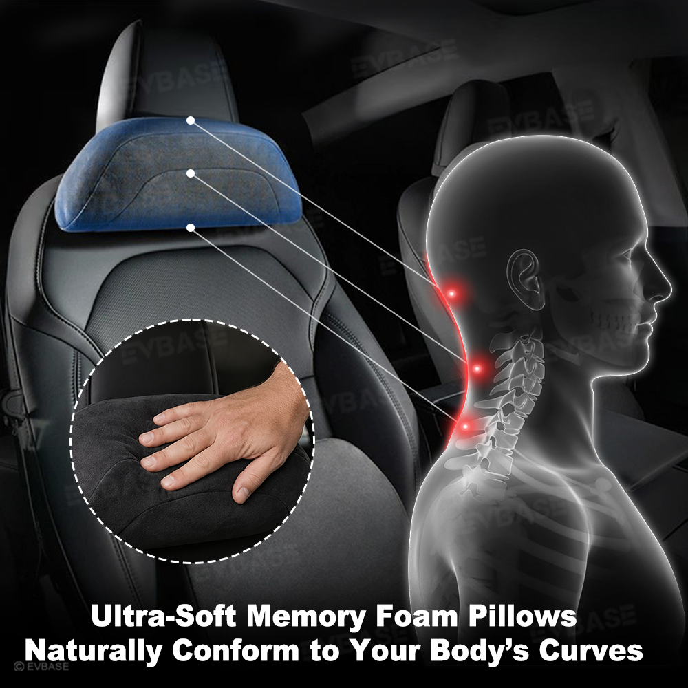 Model Y/3 Headrest & Lumbar Support Pillow OEM-Style Ultra Soft Memory Foam Seat Pillow