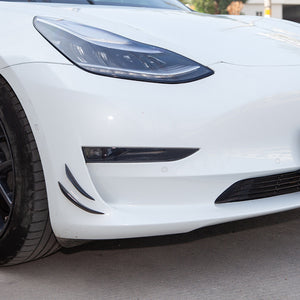 Tesla Front Bumper Lip Splitter Fin Air Knife Auto Body Kit Car Spoiler Valence Carbon Fiber 4Pcs