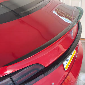 2023 EVBASE Tesla Red Real Carbon Fiber Spoiler Wing for Model 3 Y