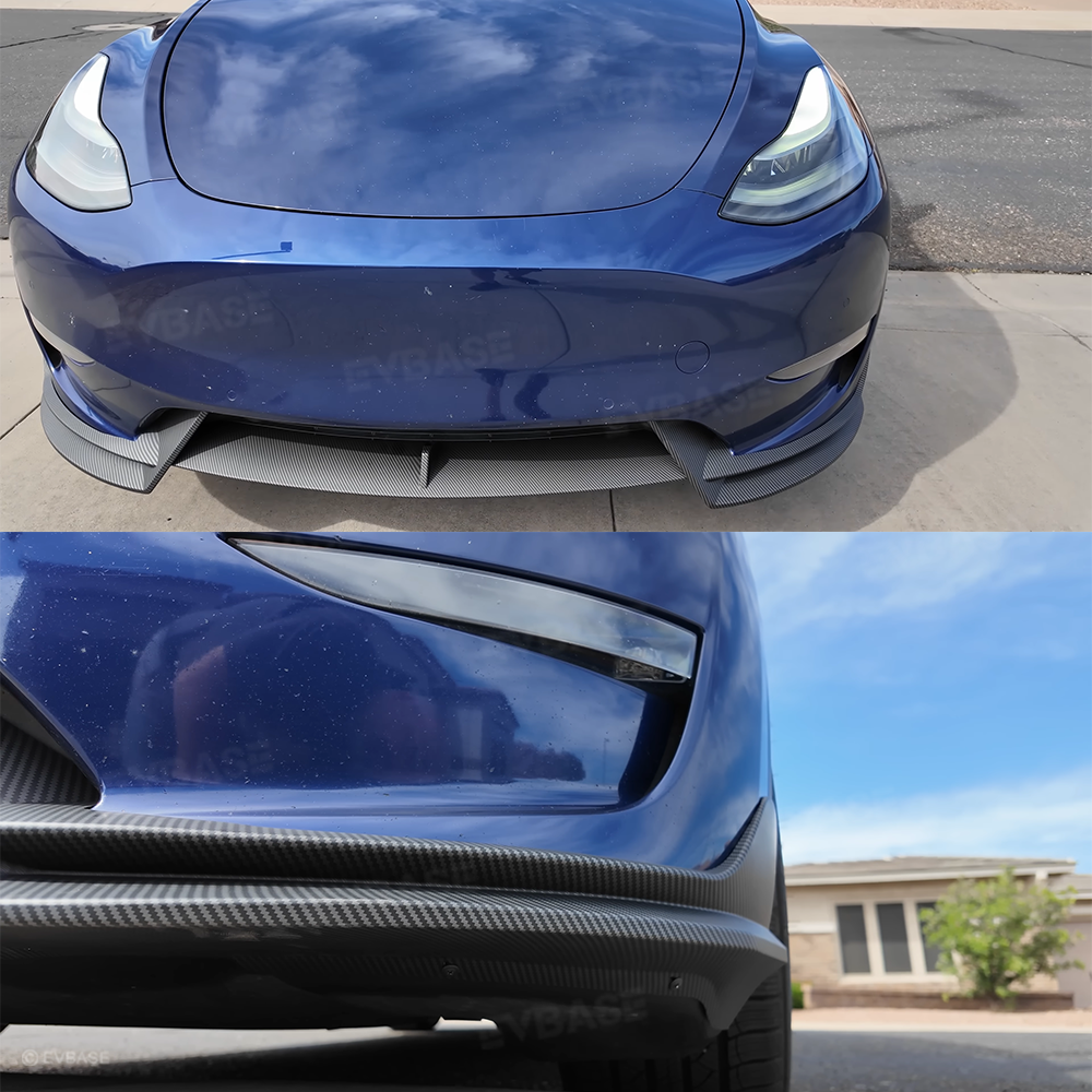 EVBASE Tesla Model Y Front Bumper Lip Fascia Front Lip Spoiler ABS Sport Body Kit Front Apron Model 3