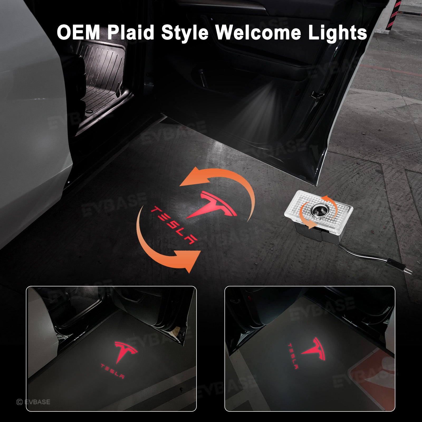 Model Y Juniper/ 3 Highland Puddle Lights Multi-Color T Logo Door Projection Lights with Factory Screen Control
