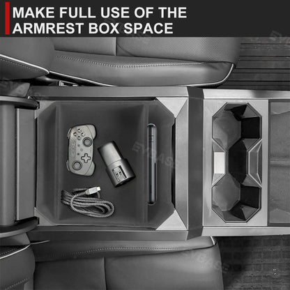 Cybertruck Armrest Box Organizer Storage Box ABS Flocked Liner Center Console Tray for Tesla