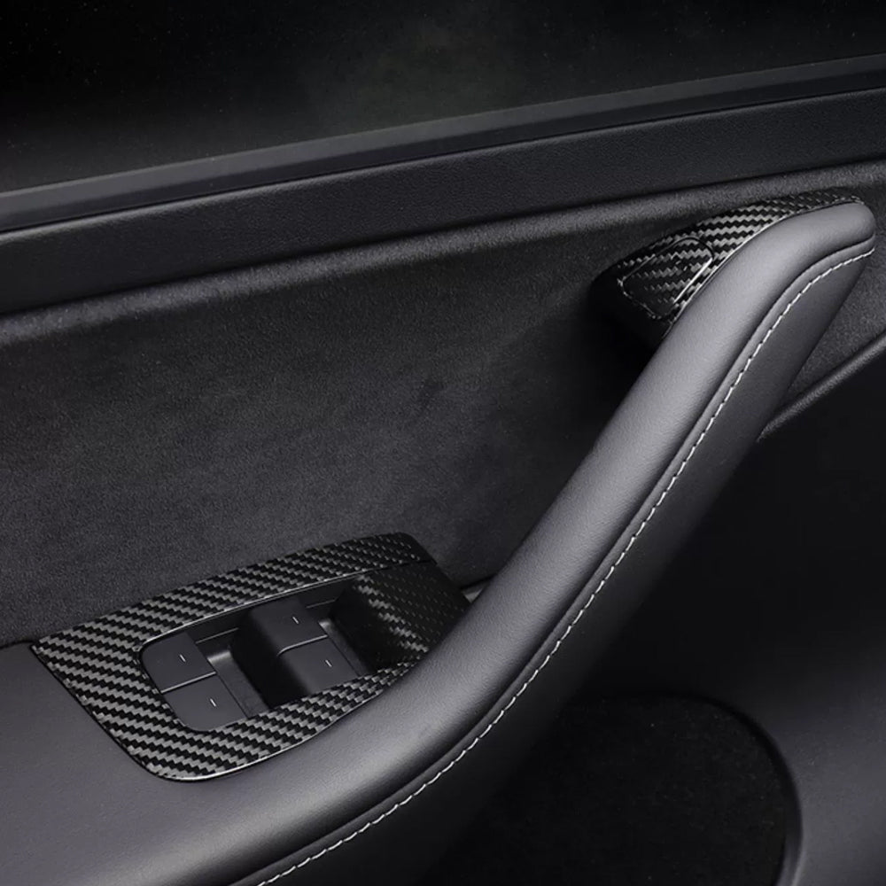 Model Y Juniper Window Lift Button Trim Switch Cover Real Carbon Fiber Door Armrest Panel Cover for Tesla