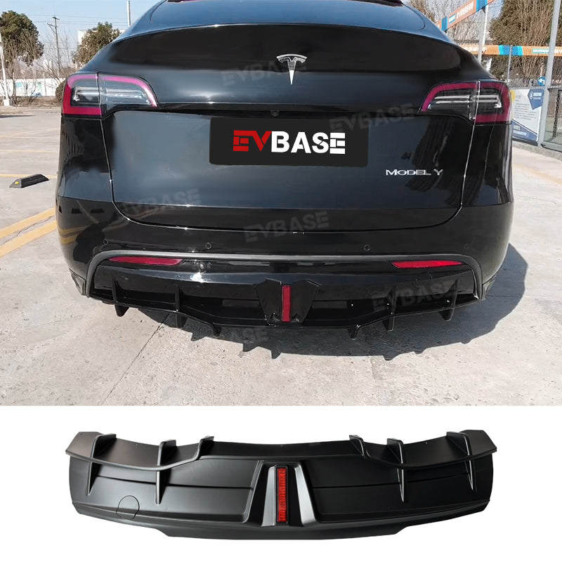 KARPAL Rear Bumper Diffuser Splash Guard For Tesla Model Y 2020-2023 - Black Cover