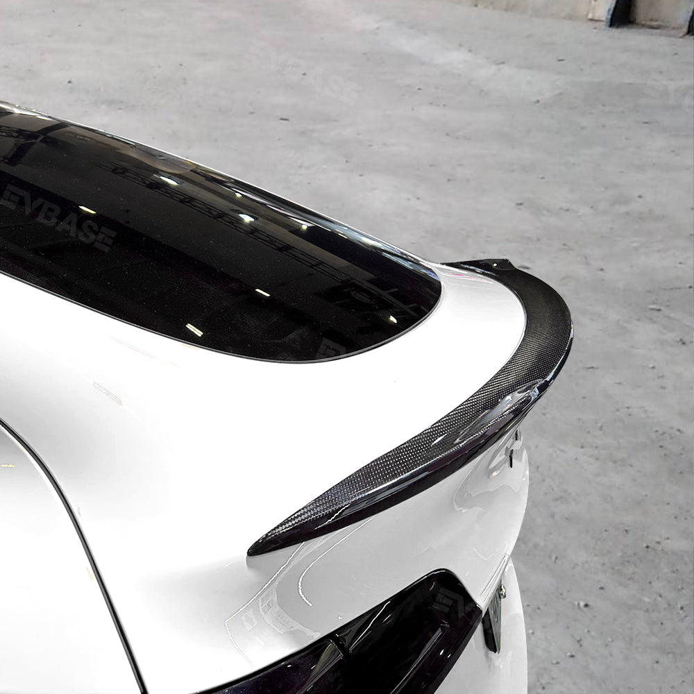 EVBASE Tesla Model Y Spoiler Real Carbon fiber Rear Trunk Lid Big Sport Spoiler Wing Glossy