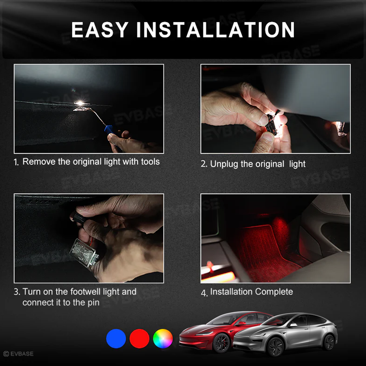 Model Y Juniper/ 3 Highland Projection Lights & Footwell Lights & Center Console Ambient Lighting with Factory Screen Control
